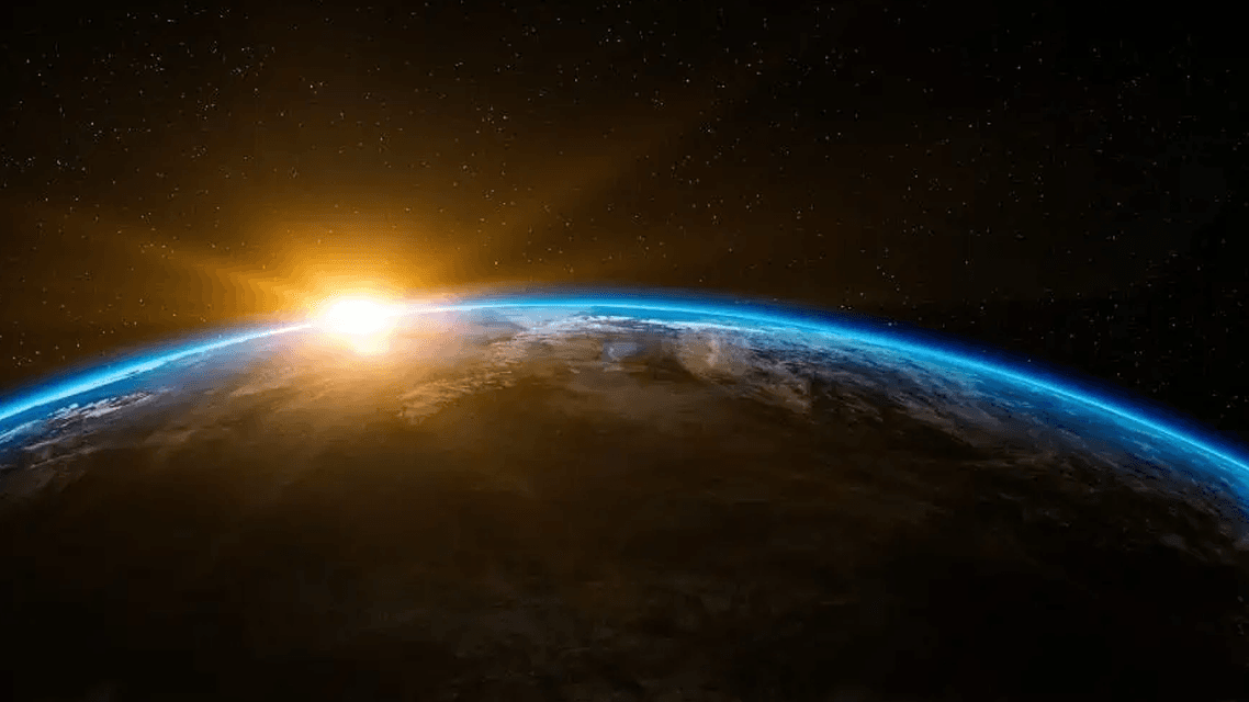 Sunrise over the earth from space